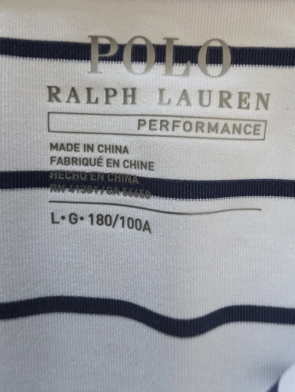 Polo Ralph Lauren Performance Polo Shirt Mens L White Navy Stripe NWT Golf
